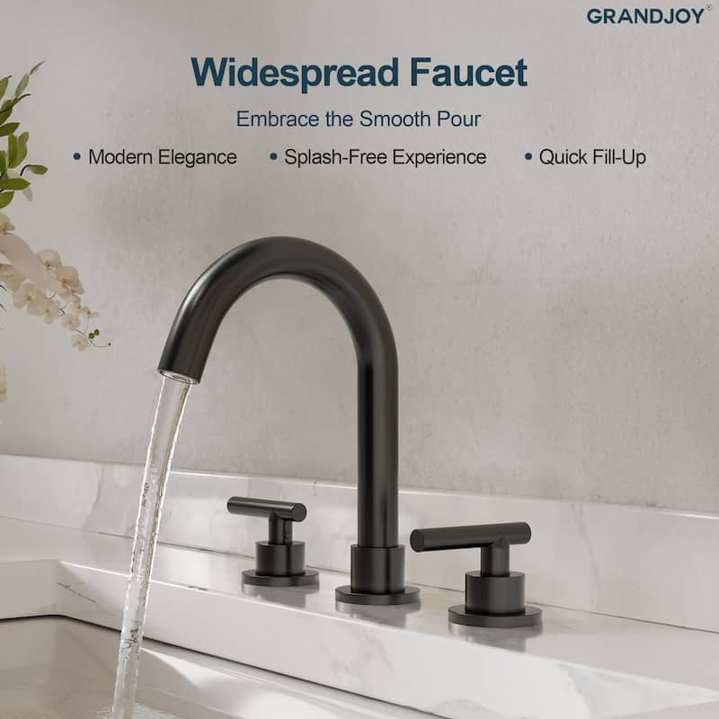 GRANDJOY 8" Mid Arc Widespread 2-Handle Bathroom Faucet
