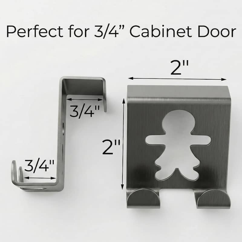 Double Hooks Over The Cabinet Door Set of 2 - 2"H x 2"W x 1 3/4"D