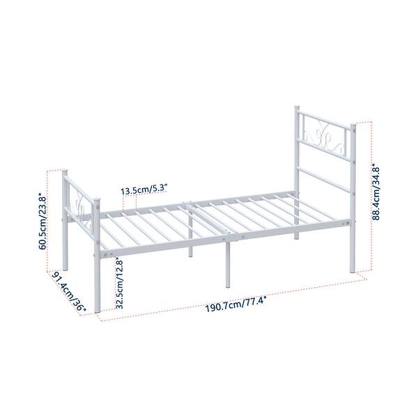 Twin/ Full Size Easy to Assemble Metal Bed Frame Platform Box Spring