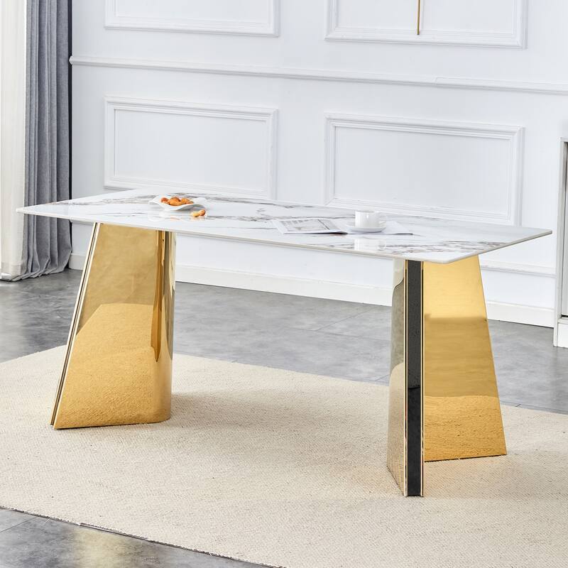 Roomfitters Rock Slab Dining Table with Pandora Pattern and Silver Stainless Butterfly Legs for Modern Interiors
