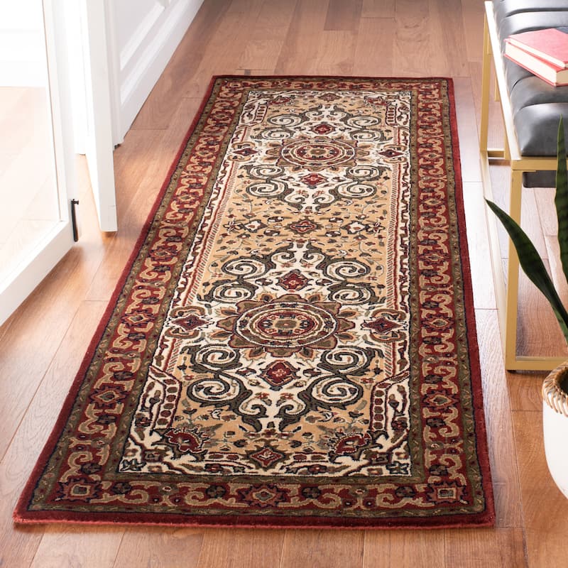 SAFAVIEH Handmade Persian Legend Vergilia Traditional Oriental Wool Rug - 2'6" x 8' Runner - Ivory/Rust