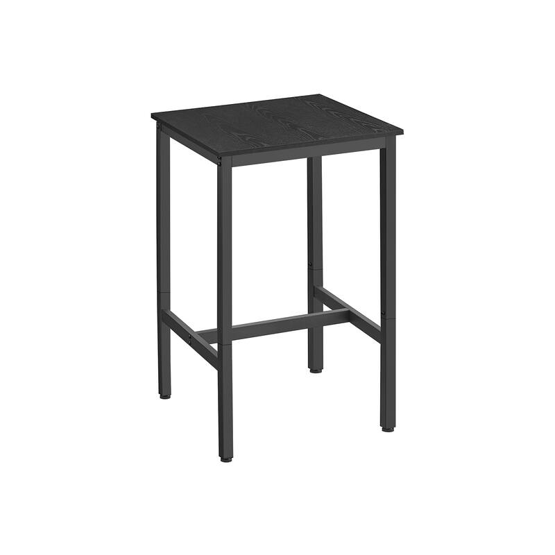 Space-Saving Square Dining Table Steel Frame Adjustable Feet and Rustic Industrial Style for Small Kitchens - Black