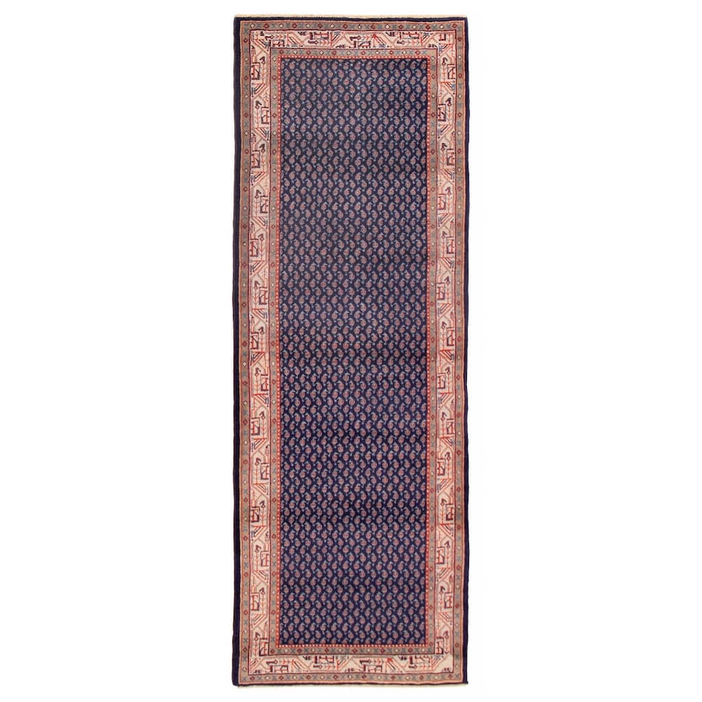 ECARPETGALLERY Hand-knotted Andelz Dark Navy Wool Rug - 3'5 x 10'1