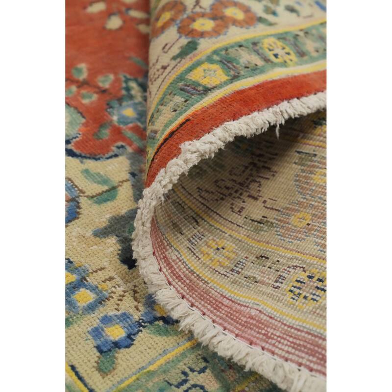 Hand Knotted Oriental 100% Wool Carpet Traditional Floral Oranges & Rust Tabriz Area Rug - 6' 4'' X 4' 6''