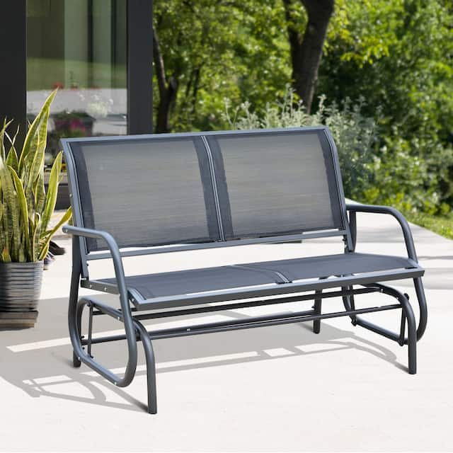 Outsunny 2-person Black Outdoor Double Rocker Glider Bench
