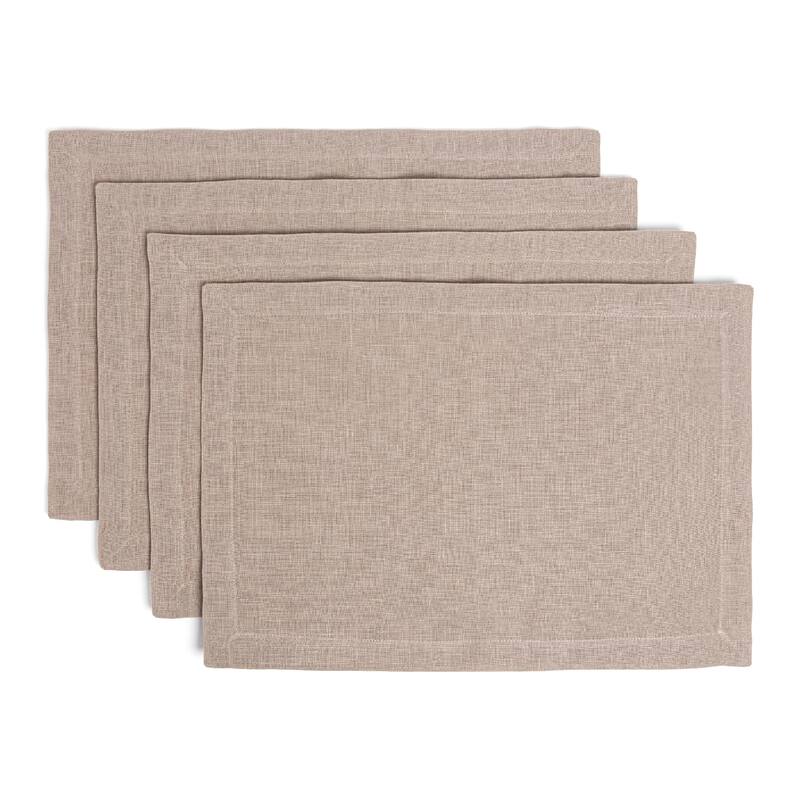 over&back 100% Linen Woven Placemats - Machine Washable - Set of 4 - Taupe