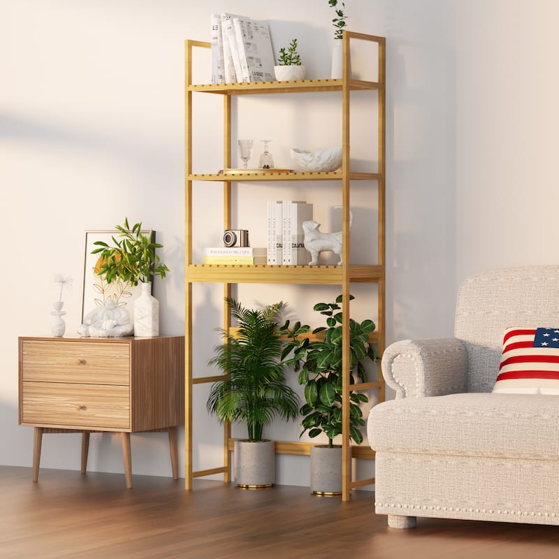 25 in. W x 64 in. H x 10.2 in. D Bamboo Shelf with Adjustable Shelf (FSC Certified) - Natural