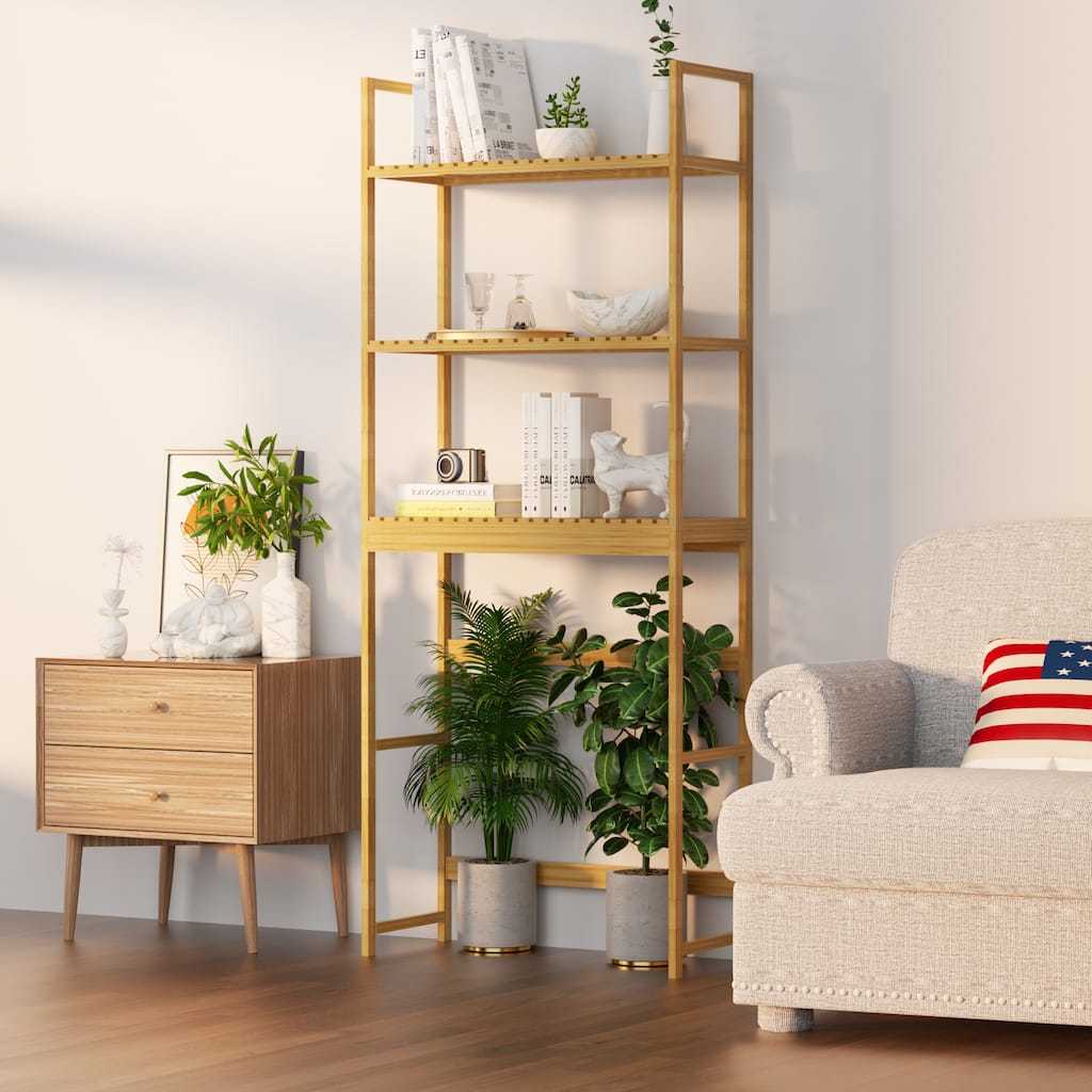 25 in. W x 64 in. H x 10.2 in. D Bamboo Shelf with Adjustable Shelf (FSC Certified)