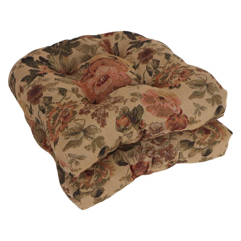 19-inch Rounded Back Tapestry Chair Cushion (Multiple Patterns, Set of 1,2, or 4) - 19 x 19 - Hawthorne - Set of 2