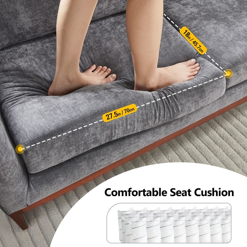 Linen Blend Mid-Century Modern Small Spaces Loveseat Two-Seater Sofa With Solid Wood Base