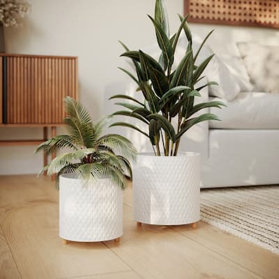 2-Piece Modern Metal Planter Pot With Peg Base