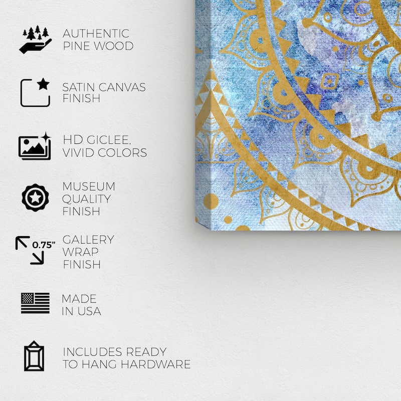 Wynwood Studio Canvas Abstract Sapphire Mandala Blue and Modern & Contemporary Wall Art Canvas Print