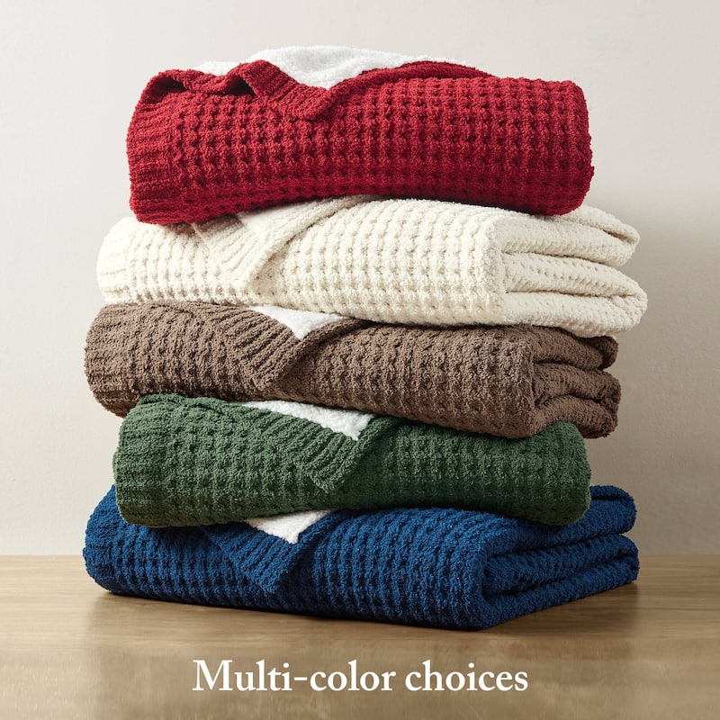 Madison Park Eden Waffle Knit Chenille Throw 50x60"