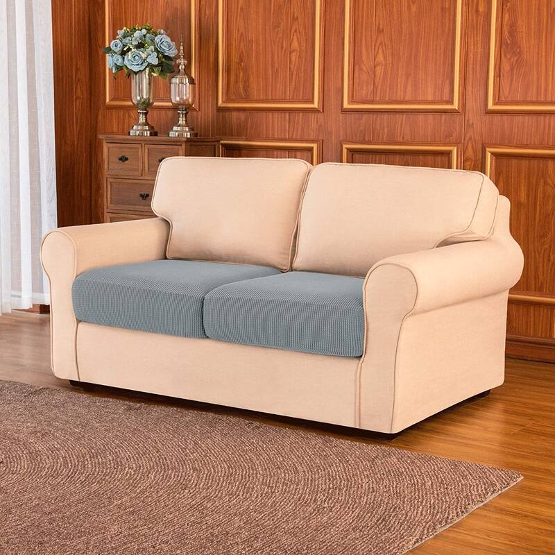 Subrtex 2-Piece Stretch Separate Sofa Cushion Cover Elastic Slipcover - Light Gray
