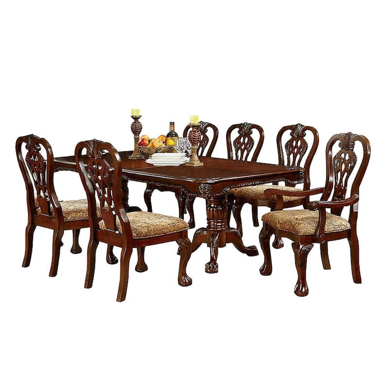 Dining Table Set in Brown Cherry Finish