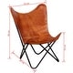 preview thumbnail 4 of 5, vidaXL Butterfly Chair, Goat Leather, 26 x 29.1 x 35.4 Inches, Brown - 29.1" x 26" x 35.4"