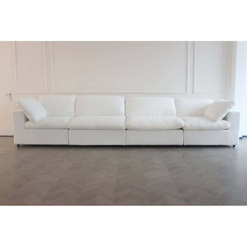 Lesly Free Assembly Sofa Feather Filled Comfort Sofa - 4Seaters - White