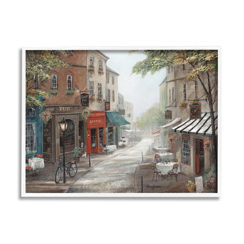 Stupell Classic European Urban Street Vintage Bistro Architecture Framed Wall Art - 14 x 11 - White