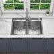 preview thumbnail 2 of 35, Sinber Drop in Double Bowl 304 Stainless Steel Kitchen Sink 33" x 22" x 9"(Sink Only) - Silver