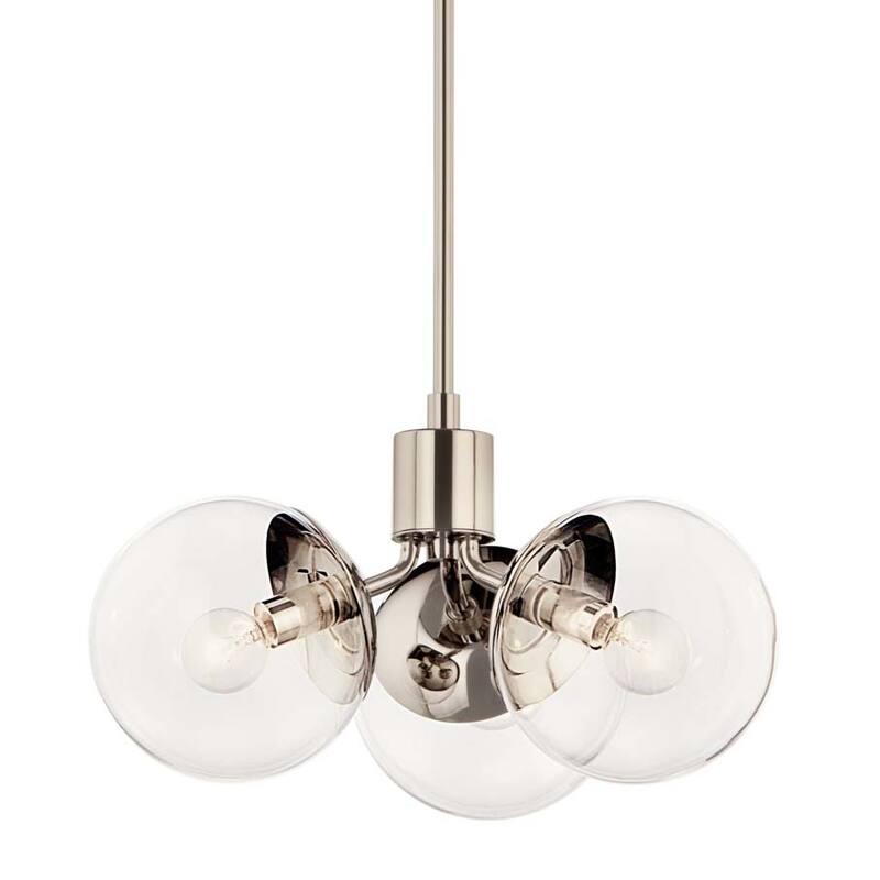 Kichler 52700CLR Silvarious 3 Light 17" Wide Pendant with Clear Shades - Polished Nickel