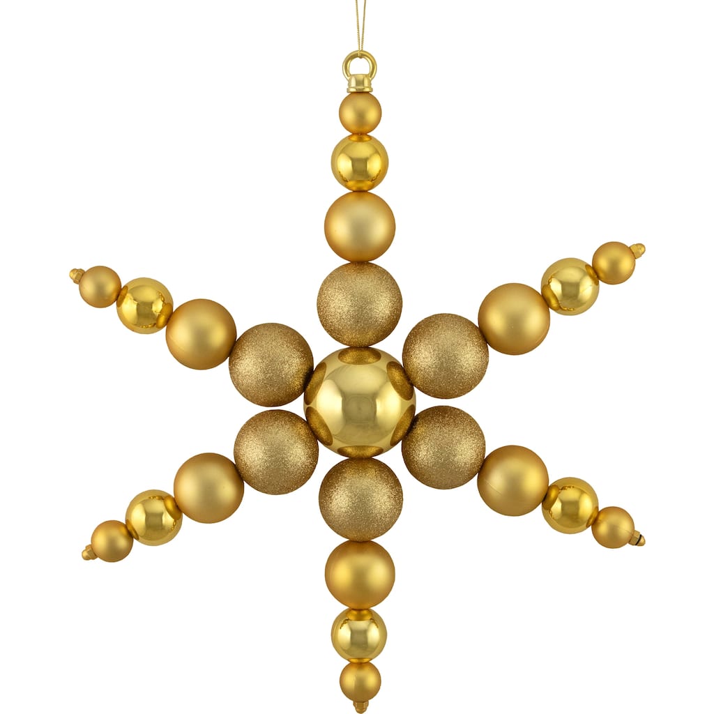 18" Gold 3-Finish Snowflake Shatterproof Commercial Christmas Ornament