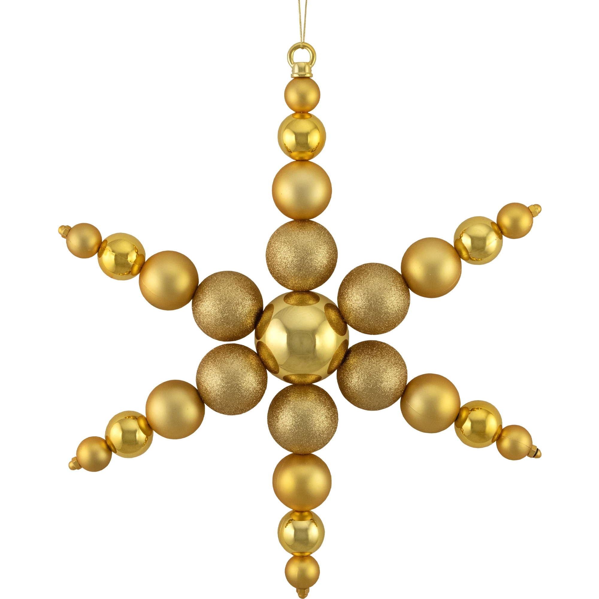 Shatterproof 3-Finish Snowflake Commercial Christmas Ornament 18" Gold