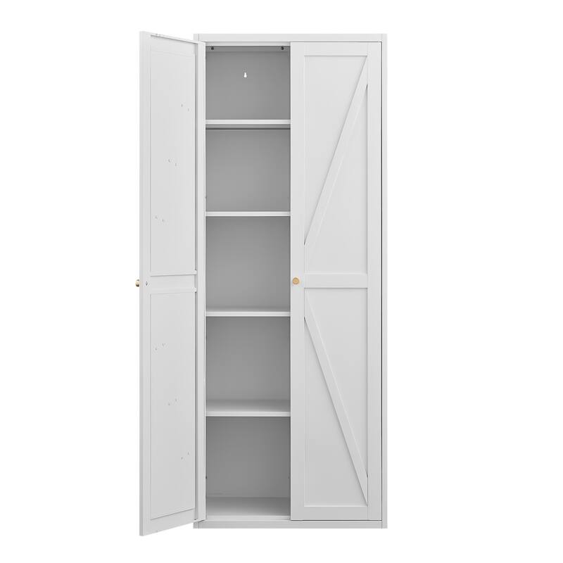 2 Doors Metal Storage Cabinet Kitchen Pantry Cabinet With Adjustable Shelves Tall Steel Cabinet Locker