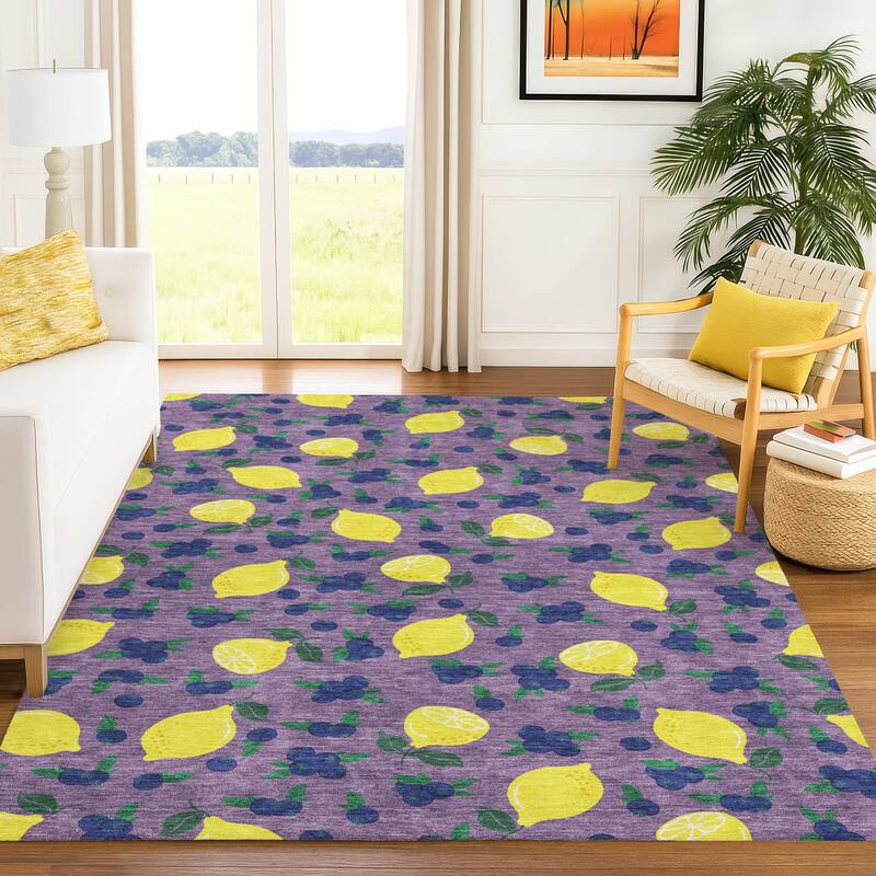 Machine Washable Indoor/ Outdoor Citrus Berry Chantille Rug
