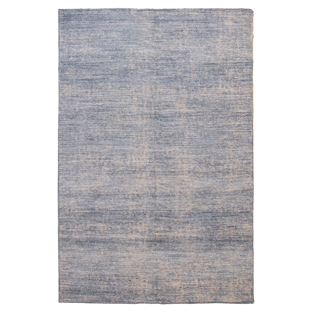 ECARPETGALLERY Hand-knotted Loreto Denim Blue Silk Rug - 5'10 x 8'10