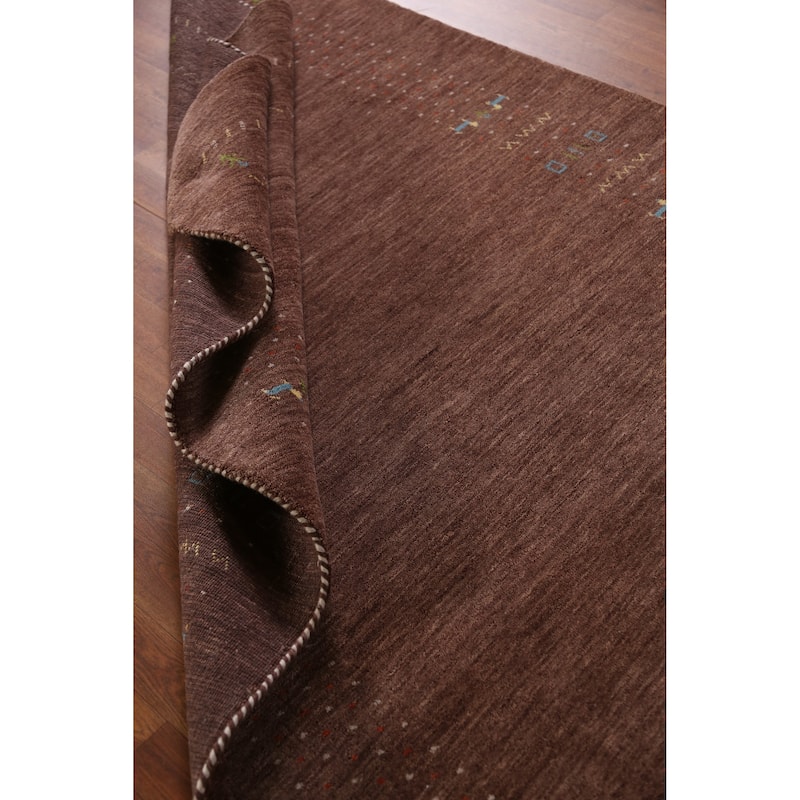 Animals Brown Gabbeh Indian Area Rug Handmade Wool Carpet - 5'2" x 7'8"