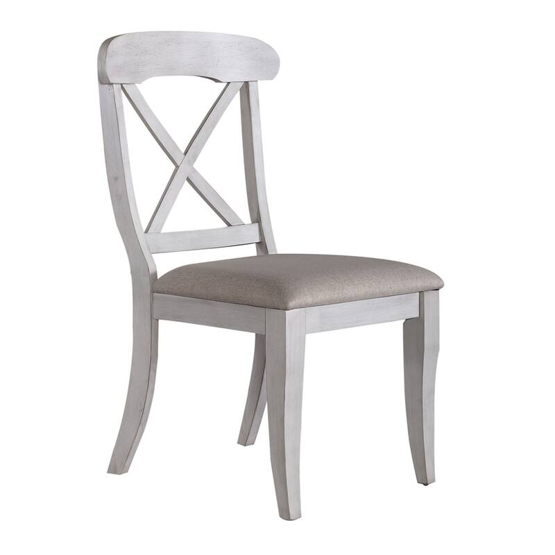 Ocean Isle Antique White Upholstered X Back Side Chair (Set of 2)