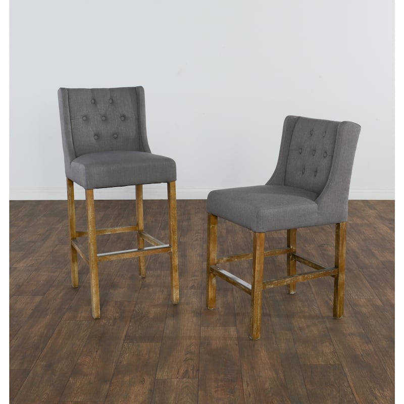 The Gray Barn Cedar Hollow Grey Tufted Upholstered 30-inch Barstool