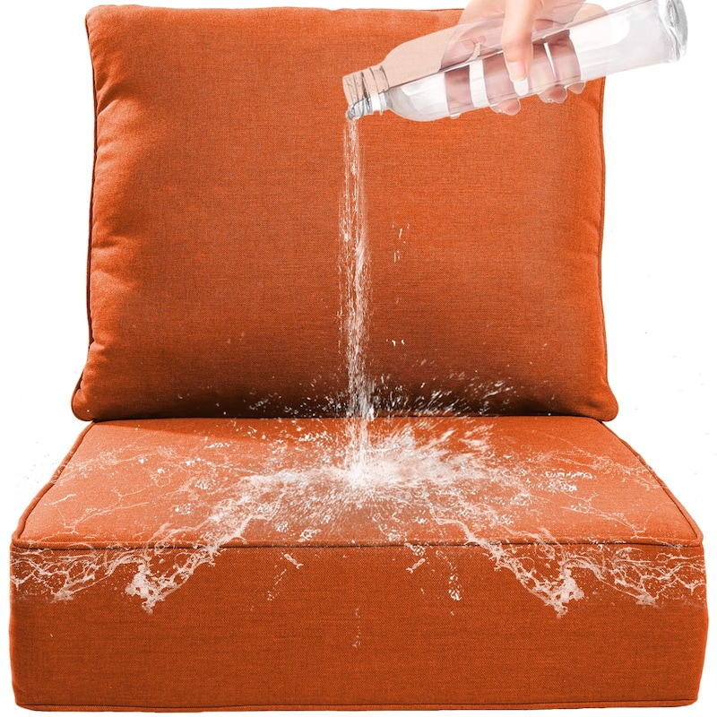 22" W x 24" D x 6" T Water & Fade Resistant Outdoor Lounge Chair Replacement Cushion Set