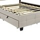 preview thumbnail 13 of 13, Queen Size Linen Upholstered Platform Bed w/ Twin XL Size Trundle & 2 Drawers, LED Light Bunk Bed for Kids Teens Adults, Beige
