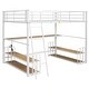 preview thumbnail 12 of 14, 61"H White Full Size Loft Bed with Open Frame Desk, Two 2-Tier Storage Shelves