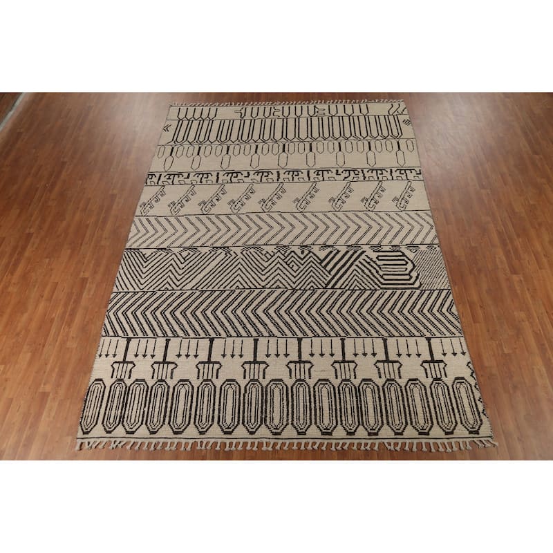 Trellis Moroccan Area Rug Handmade Living Room Wool Carpet - 9'0"x 12'3"