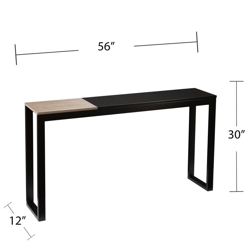 SEI Furniture Lydock Color Block Black & Burnt Oak Console Table