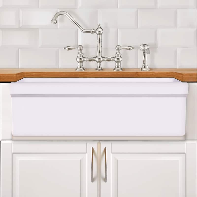 Whitehaus 36" Large Quatro Alcove Reversible Fireclay Farm House Sink