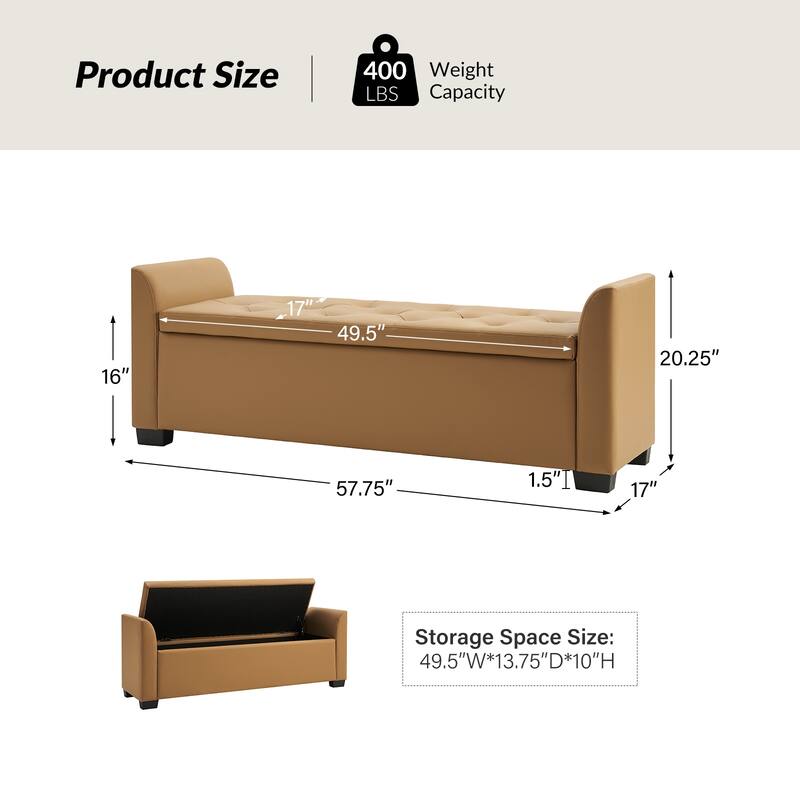 Laura Traditional 57.75"Wide Tufted Storage Bench by HULALA HOME