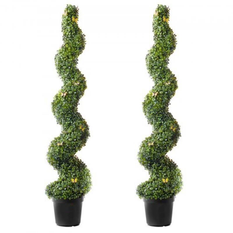 2 Pieces Artificial Boxwood Topiary Tower Plant Ideal for Indoor or Outdoor Decoration - 60-Inch