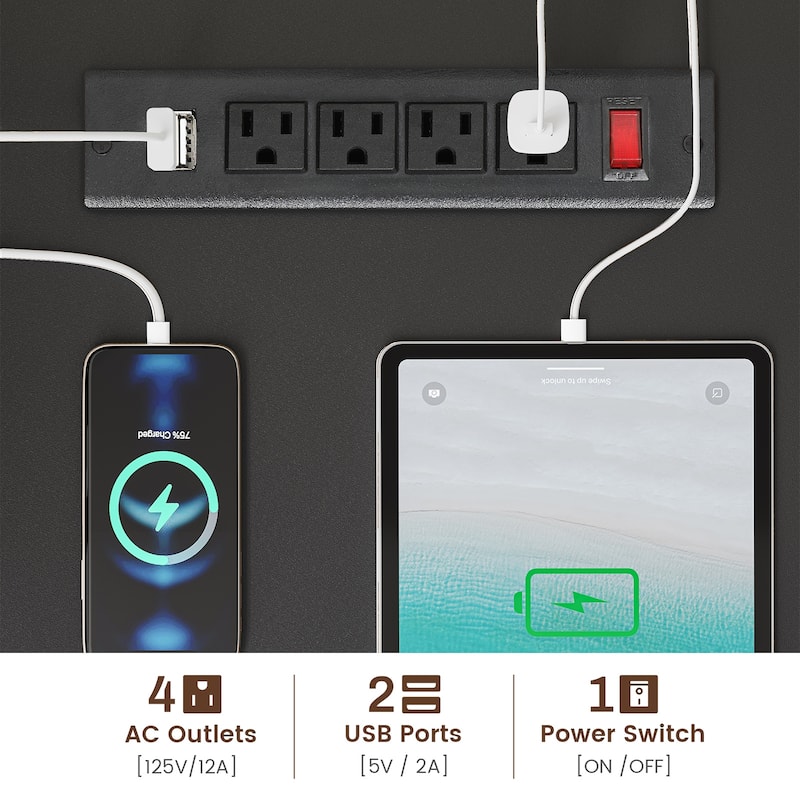 L Shaped Gaming Desk Computer Desk Corner Desk Pegboard Power Outlet