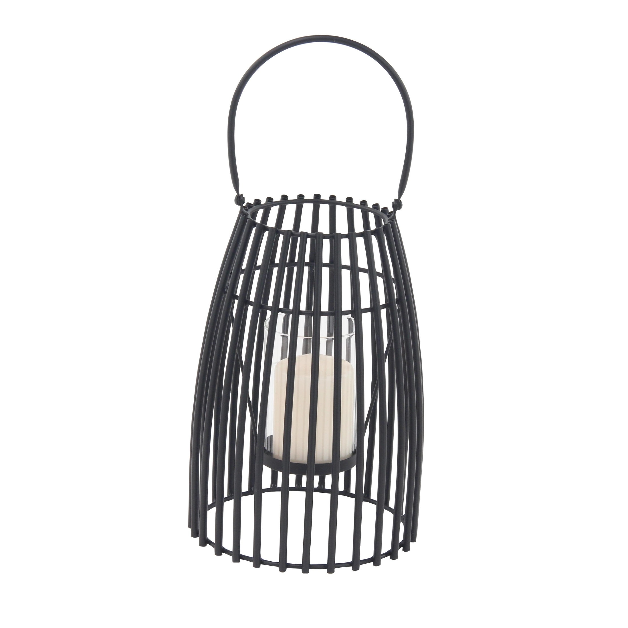 Roche River Decor - Metal Decorative Candle Lantern with Handle - Black