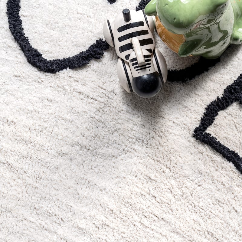 Nuloom Alphabet SpinClean Washable Round Rug