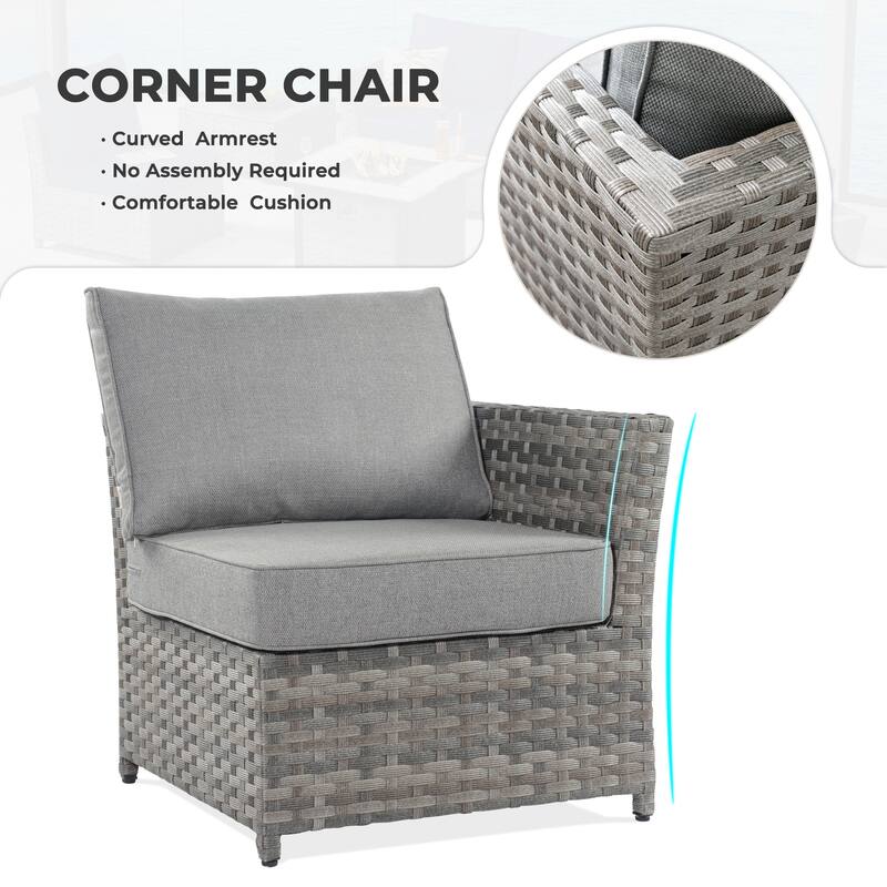 HOOOWOOO 13-piece Outdoor Wicker Patio Furniture Sectional Set with Swivel Chair