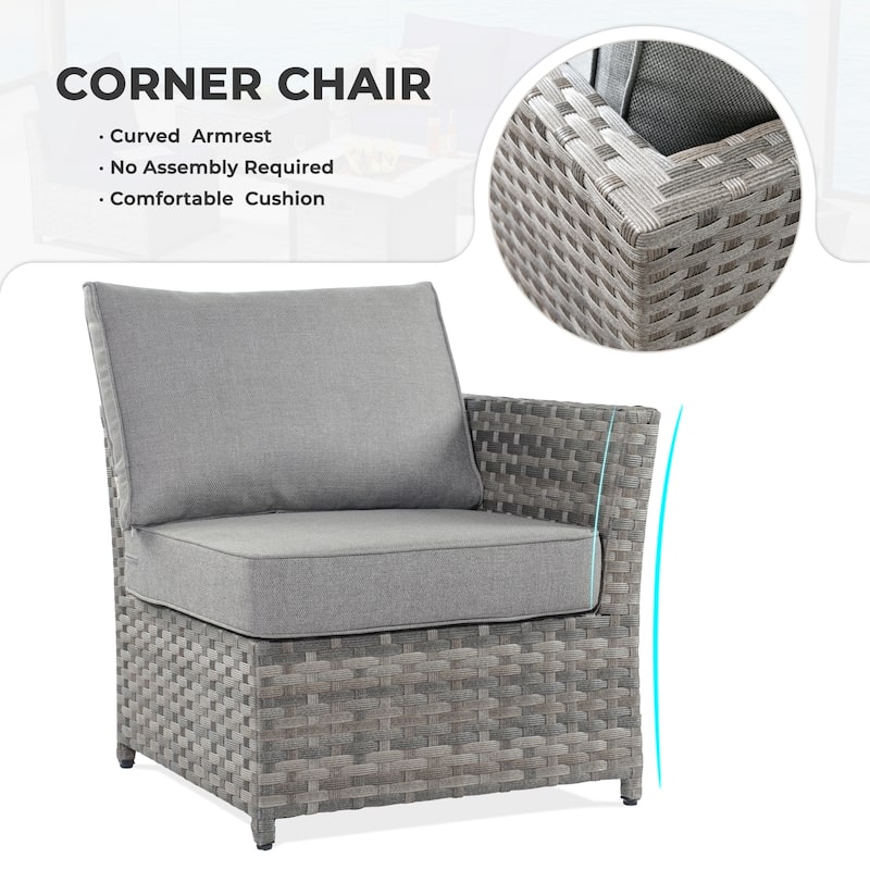 HOOOWOOO 9-piece Handwoven Wicker Patio Sectional Set with Swivel Rocking Chair