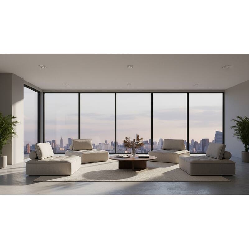 Nolden Modern Grey Fabric Modular 4-Piece Sectional Sofa