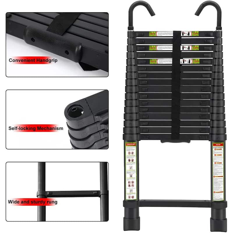 elescopic Ladder, 12.5FT KERDOM Aluminum Telescoping Ladder Bed Bath