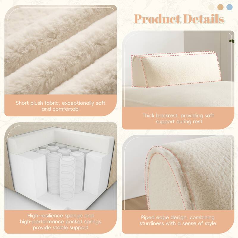 72" Oversized Modular Sofa Bed, Beige Fabric, Left - handed, No Assembly, Foam - Filled, Elderly/Baby - friendly