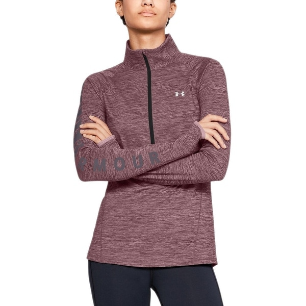 Under Armour Women's Coldgear Graphic Half Zip Top (Purple, L)