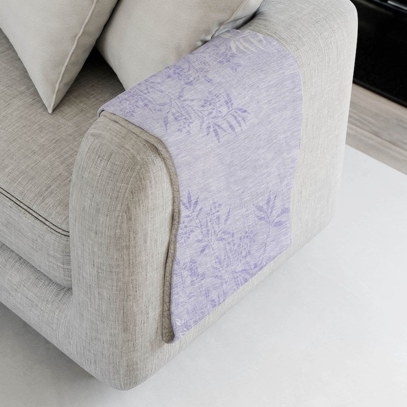Premium Machine Washable Modern Floral Sherpa Throw Blanket - Lilac - 4'2" x 5'10"